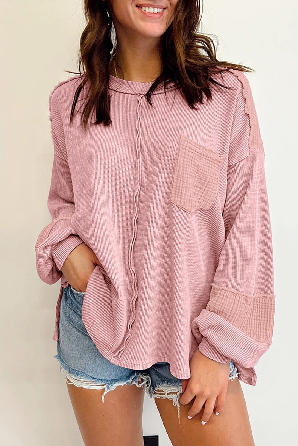 RTS Boho Pink Exposed Seam Top