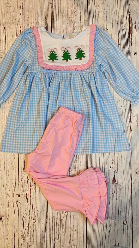 RTS Christmas Tree Blue Pink Girl 2pc