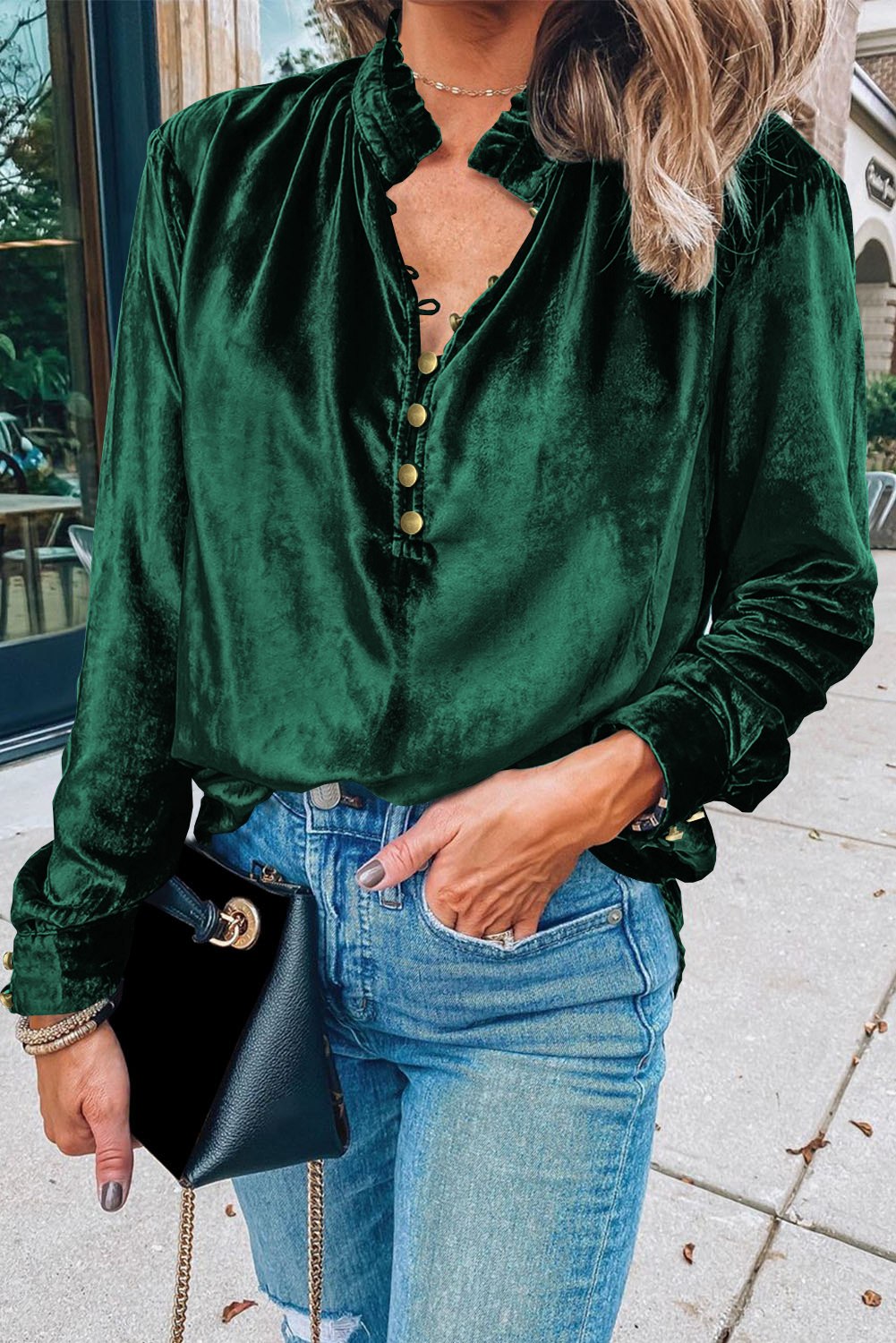 RTS Green Velvet Top