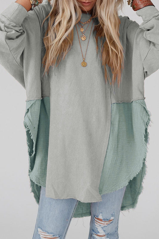 RTS Grey/Blue Raw Hem