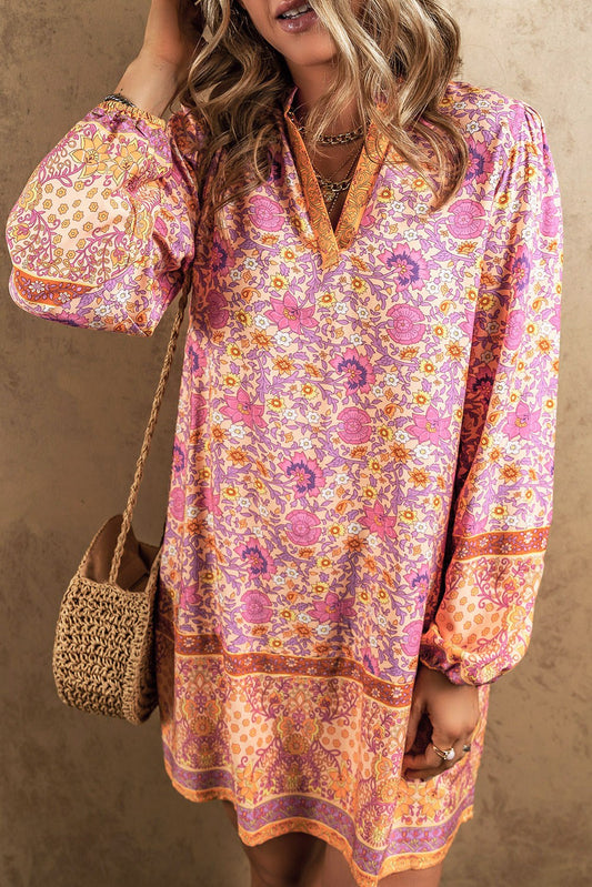 RTS Boho Pink Print Dress